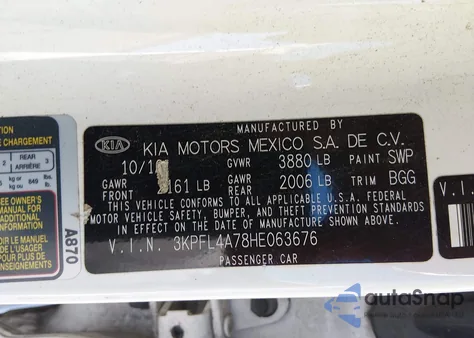 2017 Kia Forte Lx из США, поврежденный, VIN 3KPFL4A78HE063676